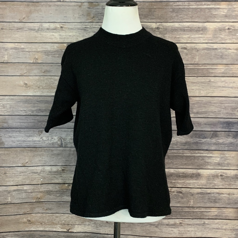 Helen HSU NY Black Mock Neck Knit Top